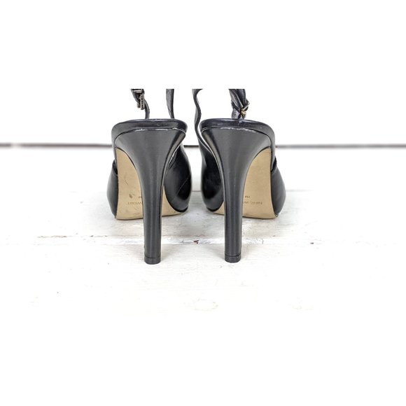 Nine West black leather high heel platform sling back stiletto pumps 7M - Picture 5 of 6